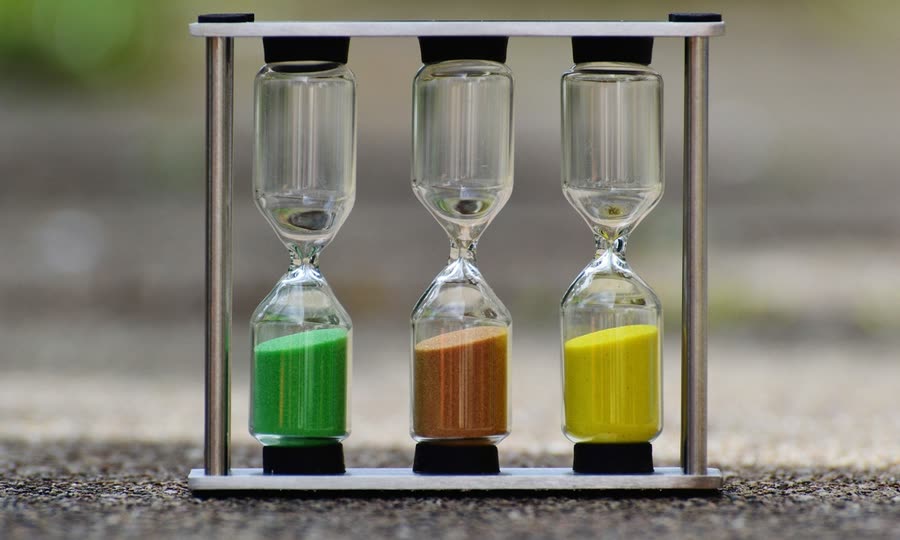 Hourglasses with sand running